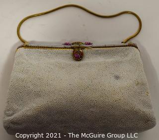 Four Antique and Vintage Beaded Handbags.  Includes Whiting & Davis Clutch & Walborg Clutch with Mirror and Satin Coin Purse. 