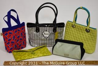 Five Small Totes or Handbags Including Prada, Harrods & Vera Bradley 