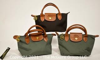 Three Small Longchamp Le Pliage Foldable Small Tote Bag, One New with Tags. 