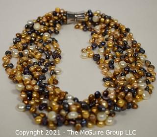 Multi Color Baroque Freshwater Pearl 6 Strand Necklace