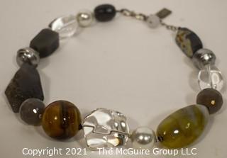 Philippe Ferrandis Paris Semiprecious Grey Agate Quartz Jumbo Bead Necklace