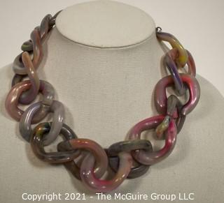  Huge Pono Joan Goodman Pink And Purple Ombre Lucite Statement Necklace