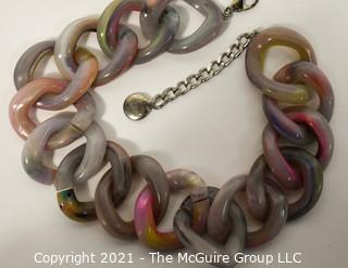  Huge Pono Joan Goodman Pink And Purple Ombre Lucite Statement Necklace