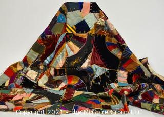 Vintage Unfinished Handmade Crazy Quilt 