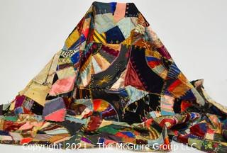 Vintage Unfinished Handmade Crazy Quilt 