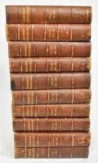 Set of (10) Volume Leather Bound Books: "Chambers's Encyclopedia: A Dictionary of Universal Knowledge for the People; Illustrated; 1868