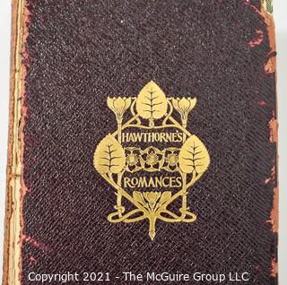 Three (3) leather bound volumes of Nathanial Hawthorne's Romances, published by Crowell and Co.