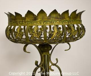 Pierced Metal Garden Plant Stand.  Measures approximately 15" wide at top rim x 45" tall