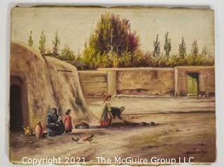 Vintage Unframed Oil on Canvas of Farm Scene Signed by Artist Alejke Gurgin Kazarian; 12 x 16" 