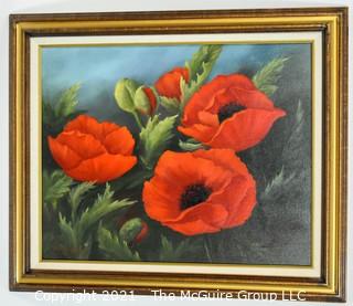 Framed Oil on Canvas of Red Poppies Signed by Artist Kahle Weyerbacher. Measures approximately 25" x 20"