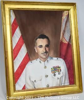 Framed Portrait of General Frederick Karch painted by fellow marine Benton Ellicott; 30 x 36"