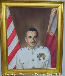 Framed Portrait of General Frederick Karch painted by fellow marine Benton Ellicott; 30 x 36"