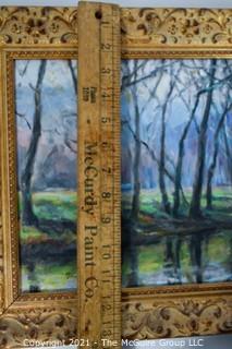 Framed Oil on Canvas Giclee Landscape, signed lower left, 13 1/2 x 24"