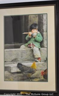 Framed, Signed Numbered Print Under Glass titled "Lan Lan's Breakfast: Zhang Wen Xin";   26 x 34"