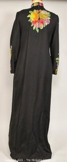 Vintage Wool Kashmiri Embroidered One Piece Long Sleeve Wool Dress.  Some damage. 