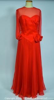 Red Evening Gown with Sheer Overlay made by Heahie's Design Studio of Georgetown. 