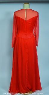 Red Evening Gown with Sheer Overlay made by Heahie's Design Studio of Georgetown. 