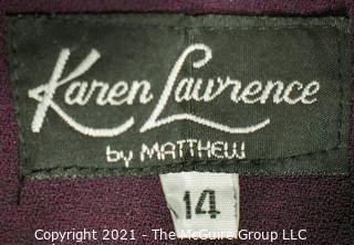 Karen Laurence by Matthew Plum Purple Sequin Embellished Jacket and Skirt Suite, Size 14.