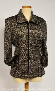 St. John Evening by Marie Gray Metallic Snake Skin Print Jacket With Zip Front, Size 12.