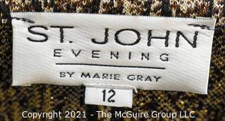 St. John Evening by Marie Gray Metallic Snake Skin Print Jacket With Zip Front, Size 12.