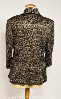 St. John Evening by Marie Gray Metallic Snake Skin Print Jacket With Zip Front, Size 12.