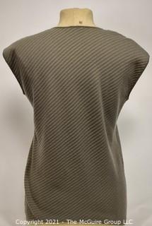 Armani Collezioni Beige Short Sleeve Knit Sweater Shirt, Size 14