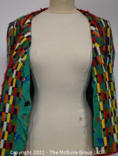 Vintage Multi Color With Silk Lining Cardigan Sweater by Marie Cherese of Nice France. 
