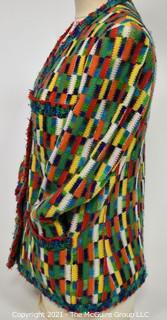 Vintage Multi Color With Silk Lining Cardigan Sweater by Marie Cherese of Nice France. 

