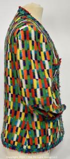 Vintage Multi Color With Silk Lining Cardigan Sweater by Marie Cherese of Nice France. 

