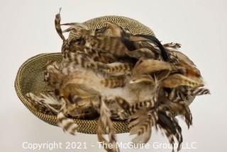 Straw Hat with Pheasant Feather Decoration in Harrods Hat Box. 