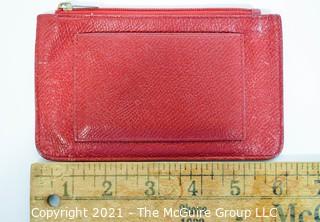 Classic Hermes Red Leather Flat Coin Purse or Wallet