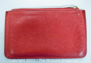 Classic Hermes Red Leather Flat Coin Purse or Wallet