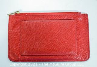 Classic Hermes Red Leather Flat Coin Purse or Wallet