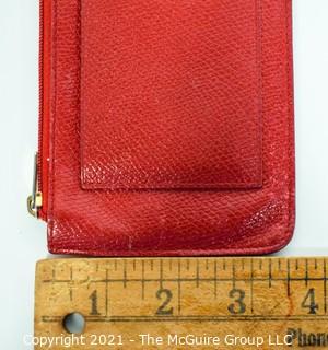 Classic Hermes Red Leather Flat Coin Purse or Wallet