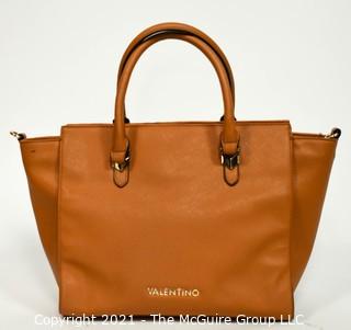 Classic Valentino Tan Beige Top Handle Tote Handbag  with Zip Closure. 