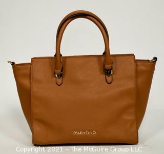 Classic Valentino Tan Beige Top Handle Tote Handbag  with Zip Closure. 