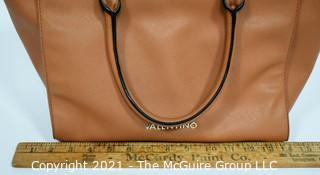 Classic Valentino Tan Beige Top Handle Tote Handbag  with Zip Closure. 