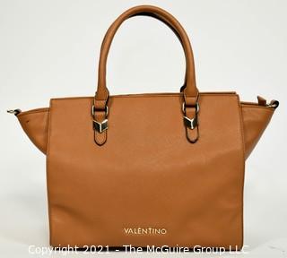 Classic Valentino Tan Beige Top Handle Tote Handbag  with Zip Closure. 