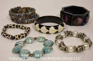 Group of (6) Stretch & Bangle Costume Jewelry Bracelets. 