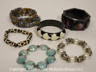 Group of (6) Stretch & Bangle Costume Jewelry Bracelets. 