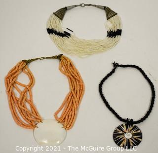 Three (3) Beaded Necklaces. 
