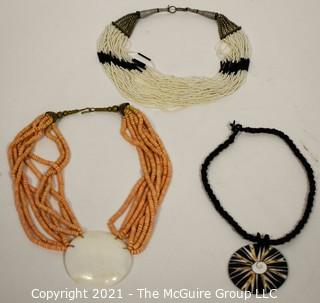 Three (3) Beaded Necklaces. 
