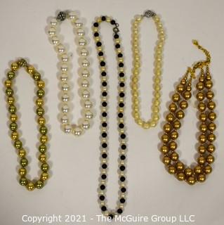 Group of (5) Faux Pear Necklaces. 
