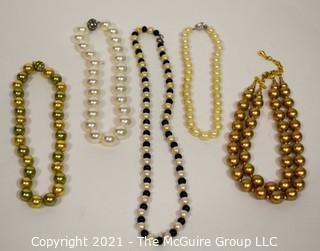 Group of (5) Faux Pear Necklaces. 
