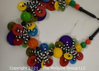 Group of (3) Bright Bead or Woven Necklaces. 
