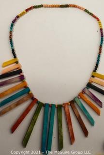 Group of (3) Bright Bead or Woven Necklaces. 
