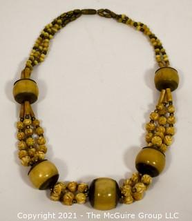 Vintage Chunky Tribal Stone or Bone Bead Necklace