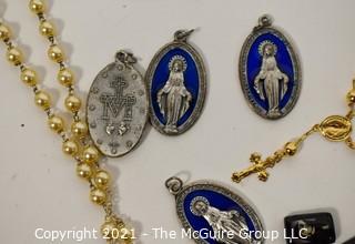 Collection of Catholic Religious Jewelry, Medals and Rosaries. 