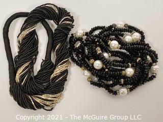 Two (2) Black Sparkly Bead Necklaces.