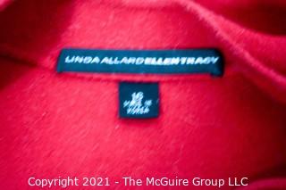 Linda Allard Ellen Tracy Open From Red Wool Jacket With Split Cuffs Size 16.